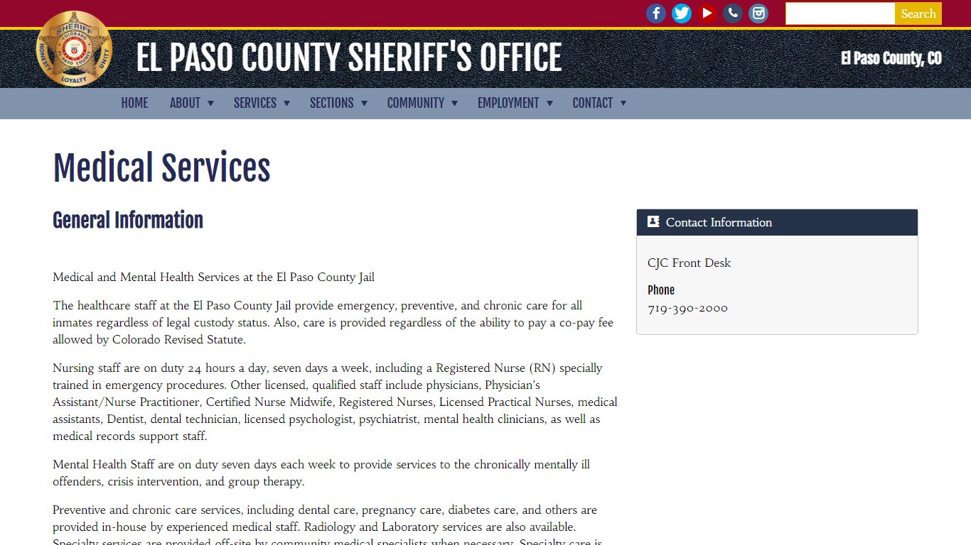 Medical Services | El Paso County Sheriff